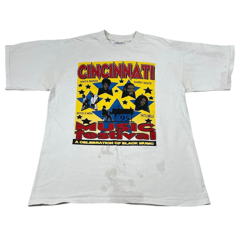 VTG 1995 Cincinnati Music Festival Shirt Anita Baker Barry White Boyz II Men XL